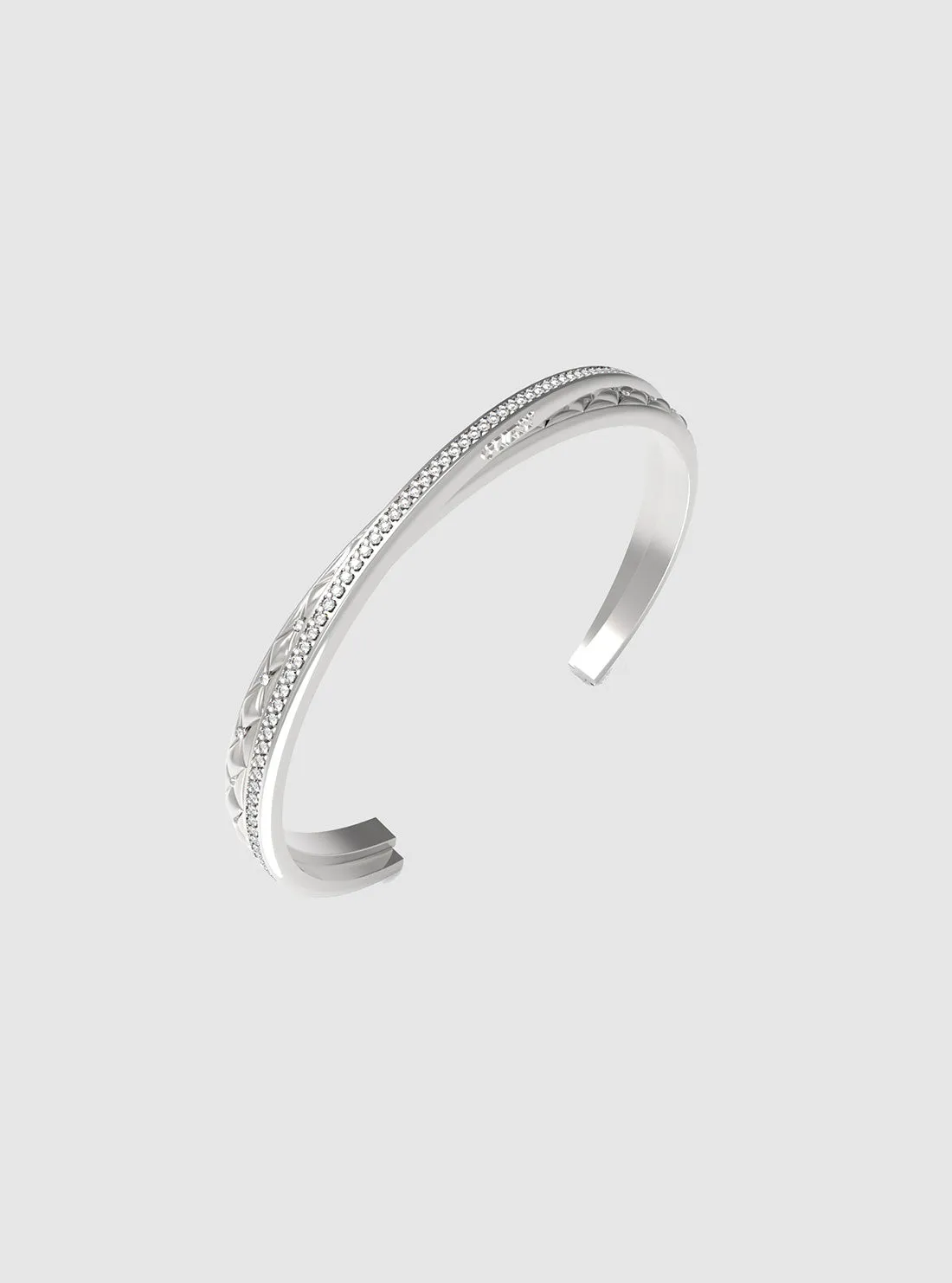 Silver Matelasse Pave Bangle Guess