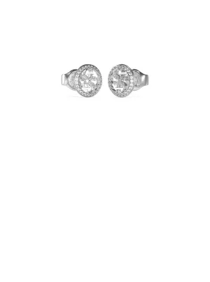 Silver Quattro G Logo Earrings Guess
