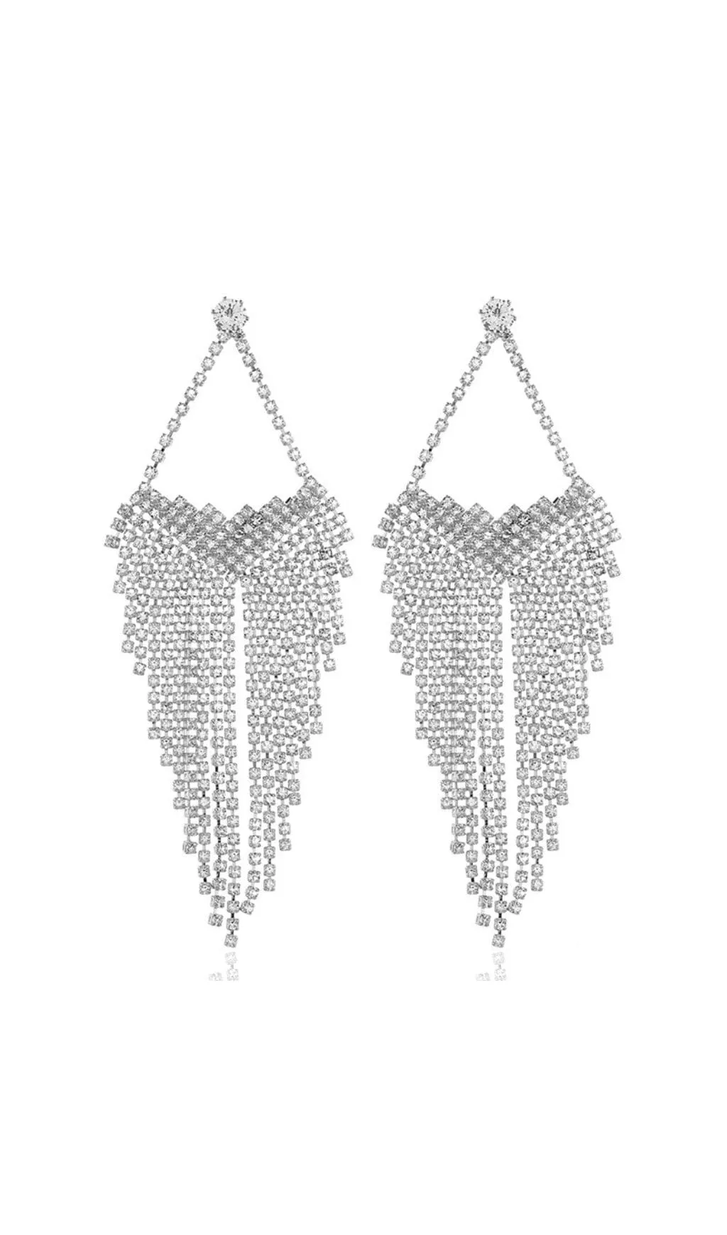 SILVER STATEMENT TEARDROP TASSEL EARRINGS Gloria Lanvin