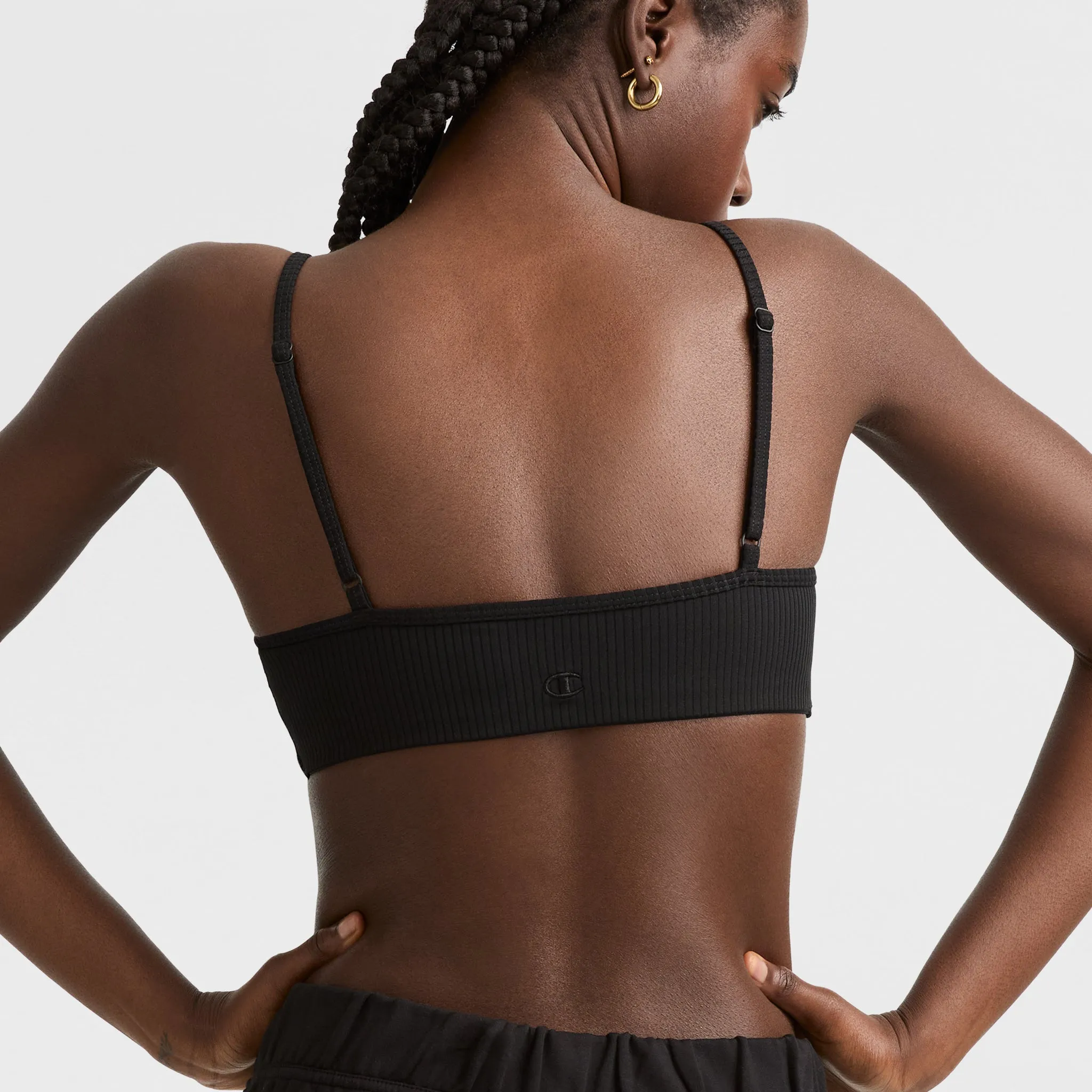 Soft Touch Ribbed Sports Bra, C Logo