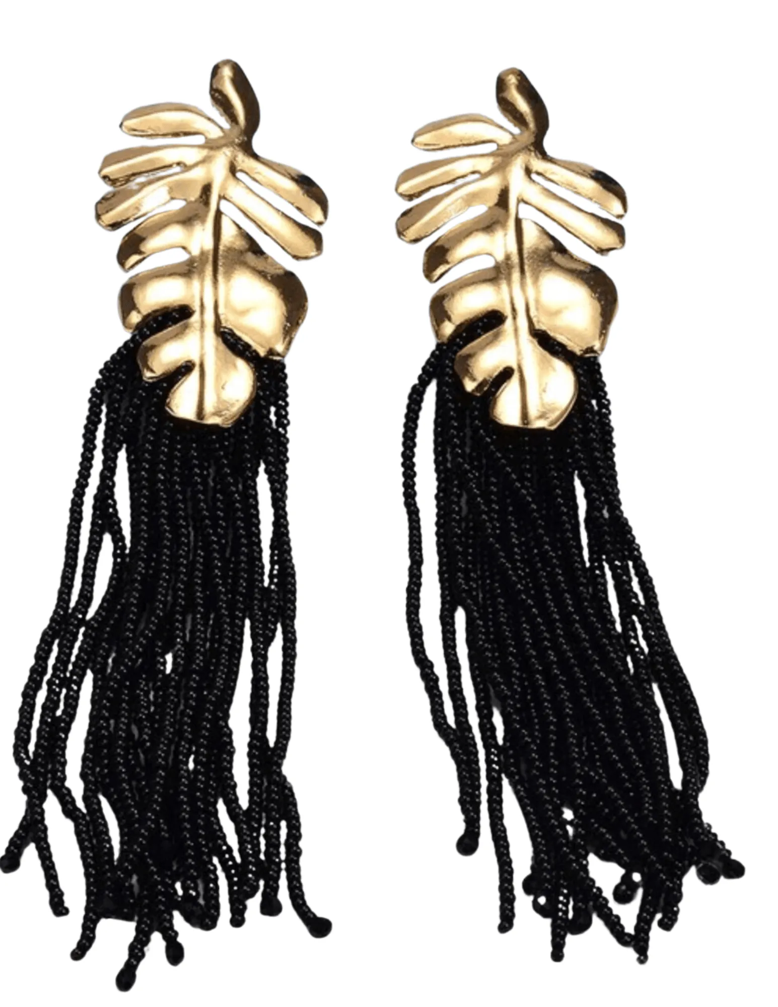 Steven Dann Palm Leaf Beaded Statement Earring
