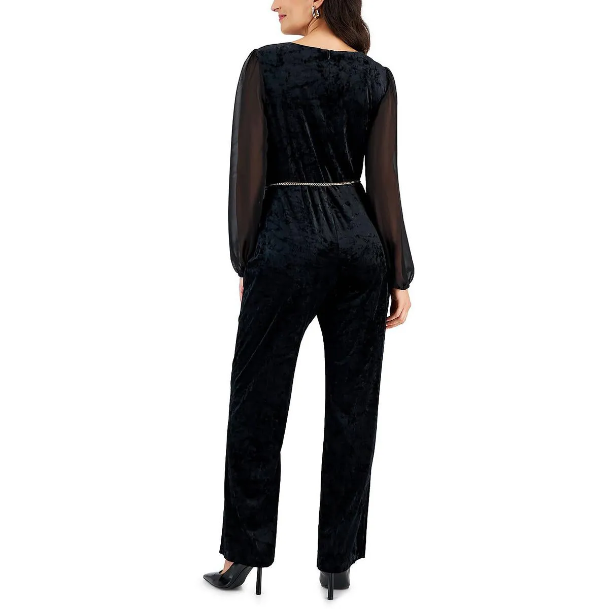 Womens Chain Pintuck Jumpsuit