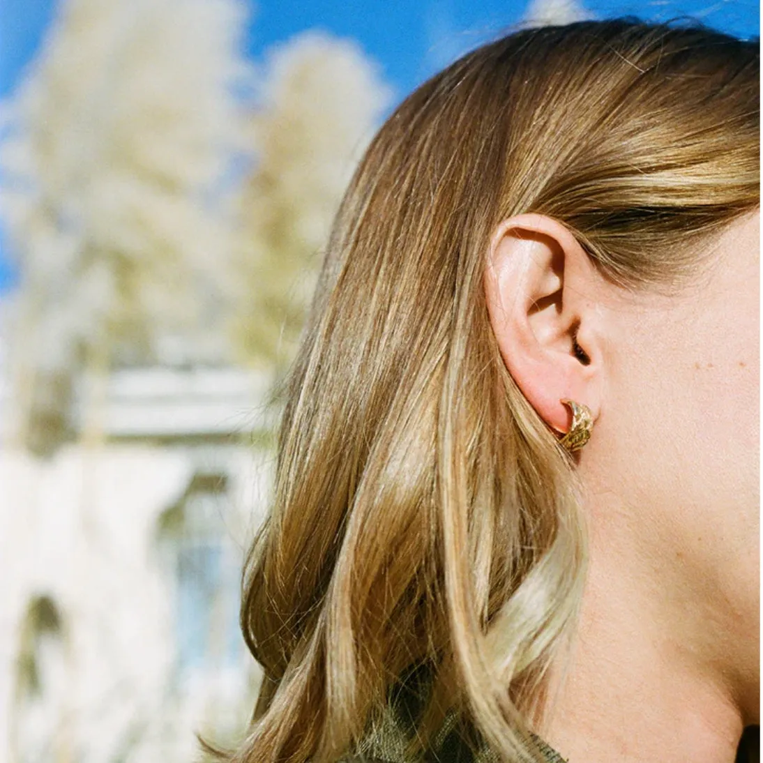 Zoe Morton Plantlife Hoop Embossed Earrings in Gold
